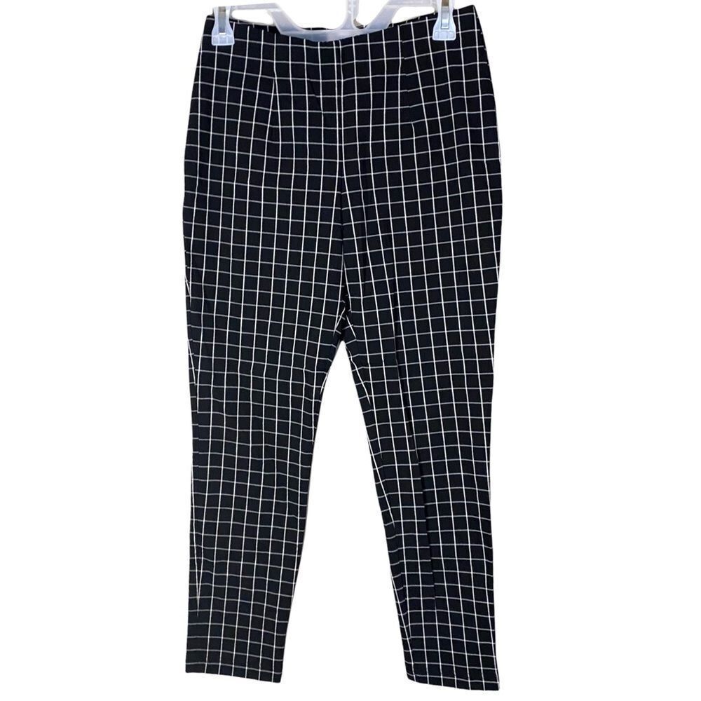 CALVIN Klein Checkered Black White Pull on Jeggings Straight Ankle Crop pants